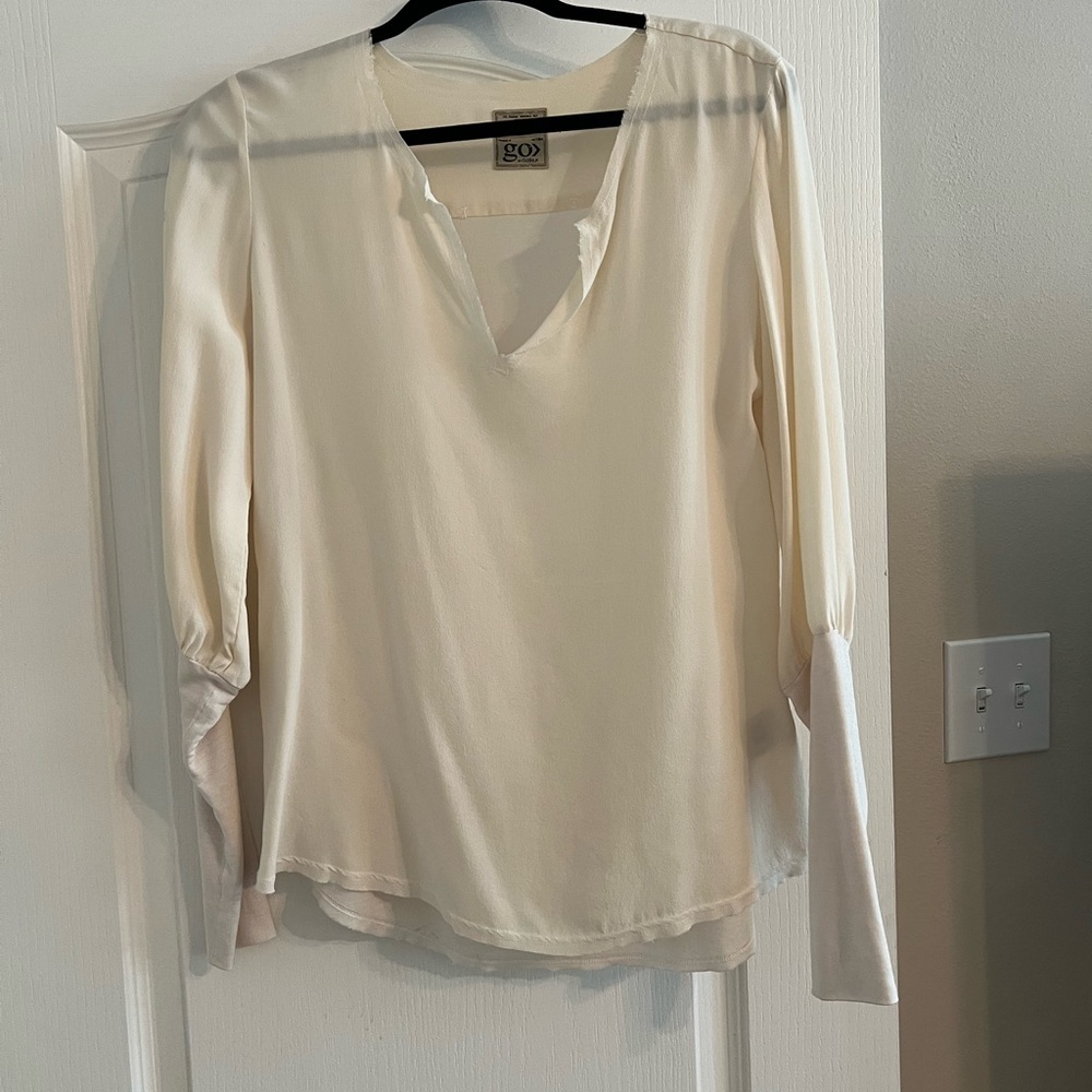 Go Silk Longsleeve Ivory blouse